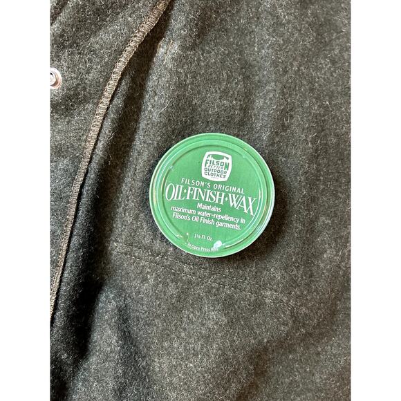 VTG CC Filson Tin Cloth Oil Waxed Duster Coat Mens Size 42 Brown W/ Wool Vest - Picture 10 of 10